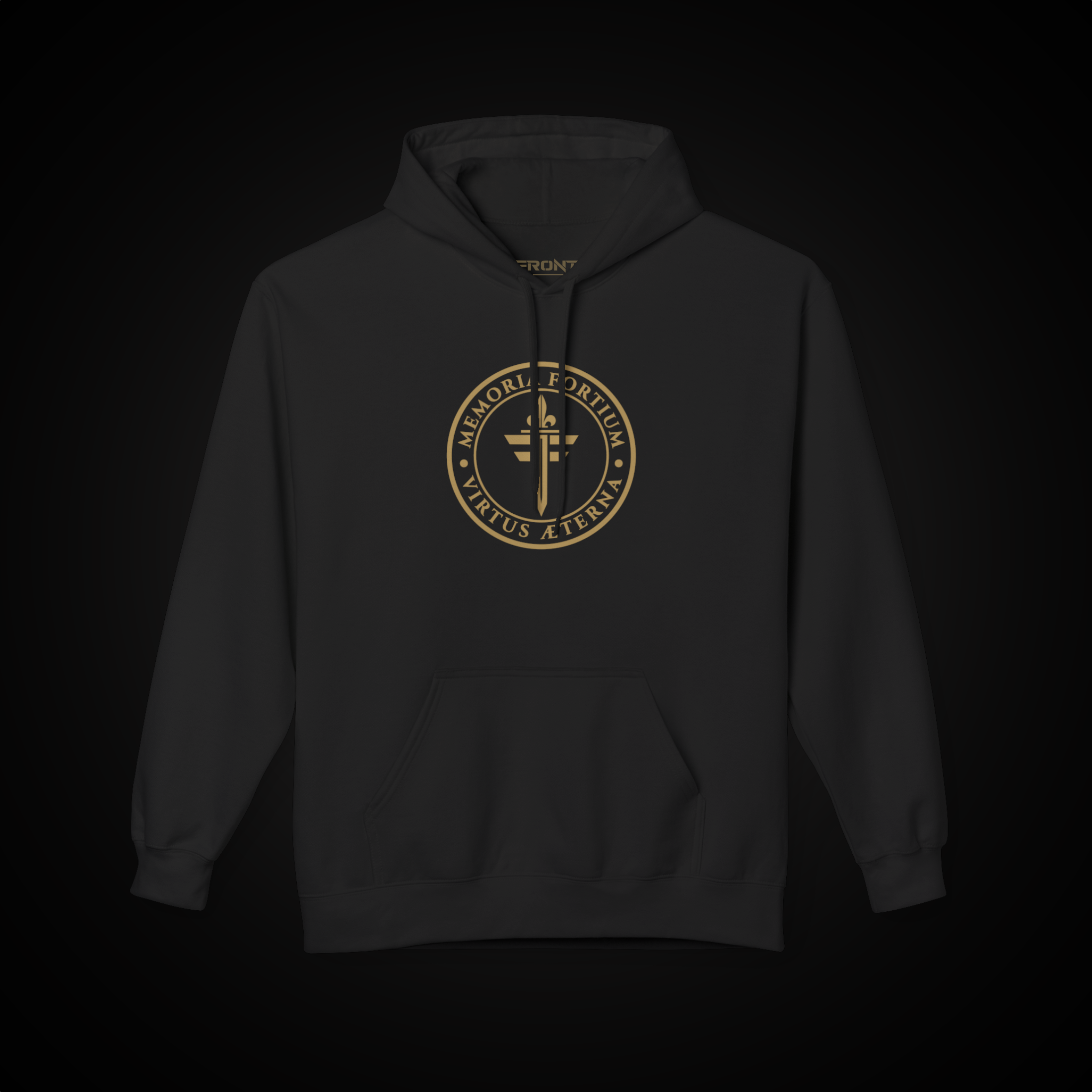 FRONT™ FORTIUM SIGILLUM Signature Gold Edition I Black Unisex Hoodie