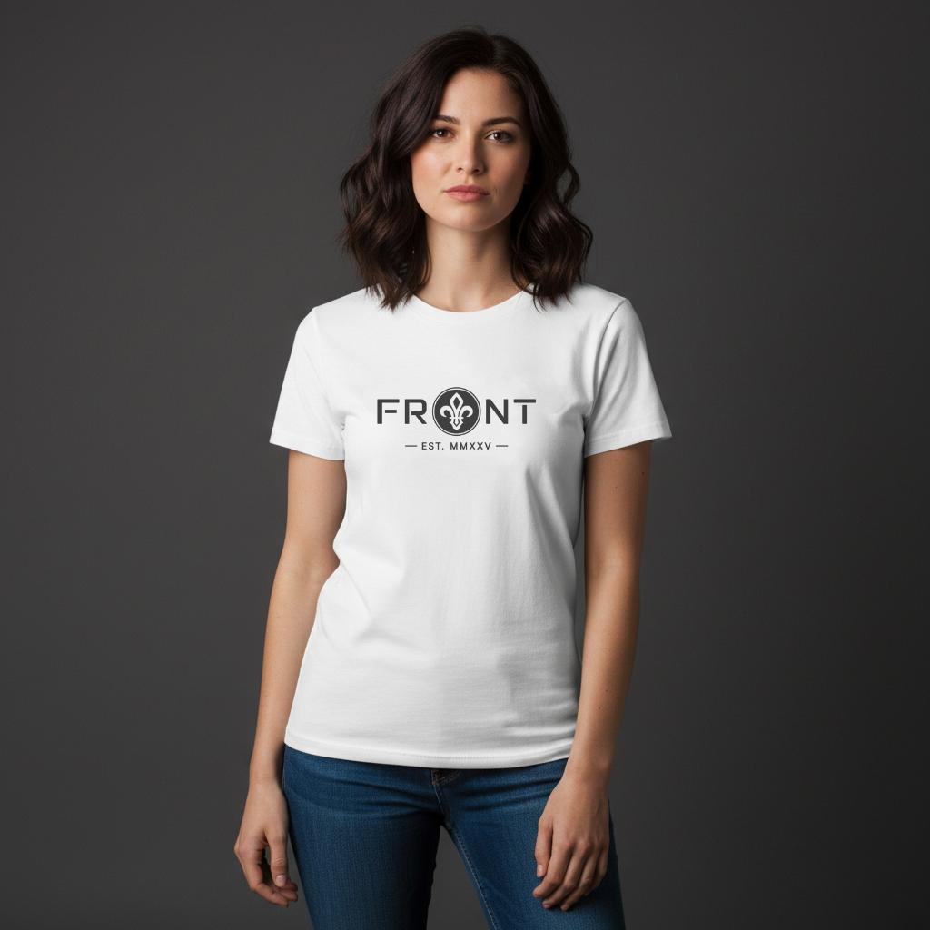 FRONT™ The Mark Charcoal I White Essential Unisex Tee