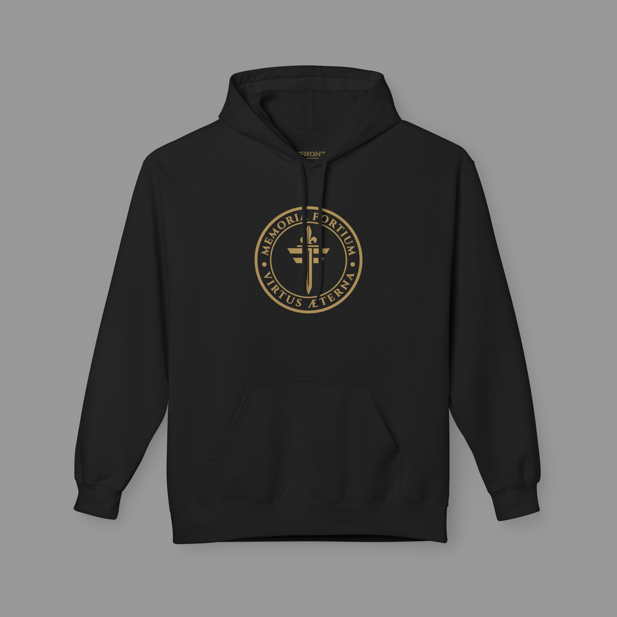 FRONT™ FORTIUM SIGILLUM Signature Gold Edition I Black Unisex Hoodie