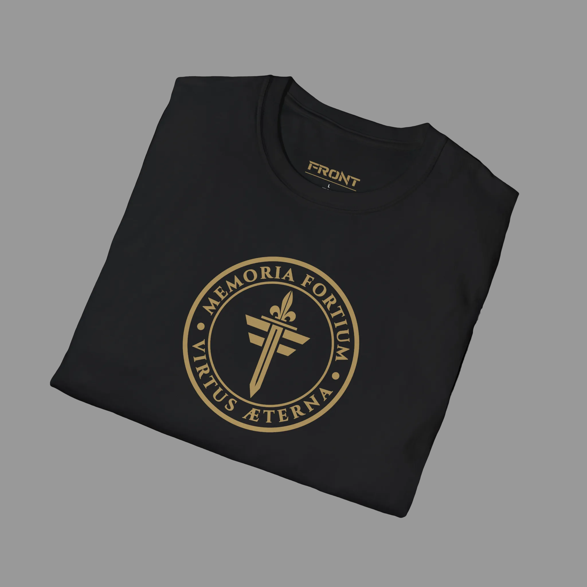 FRONT™ FORTIUM SIGILLUM Signature Gold Edition I Black Essential Tee