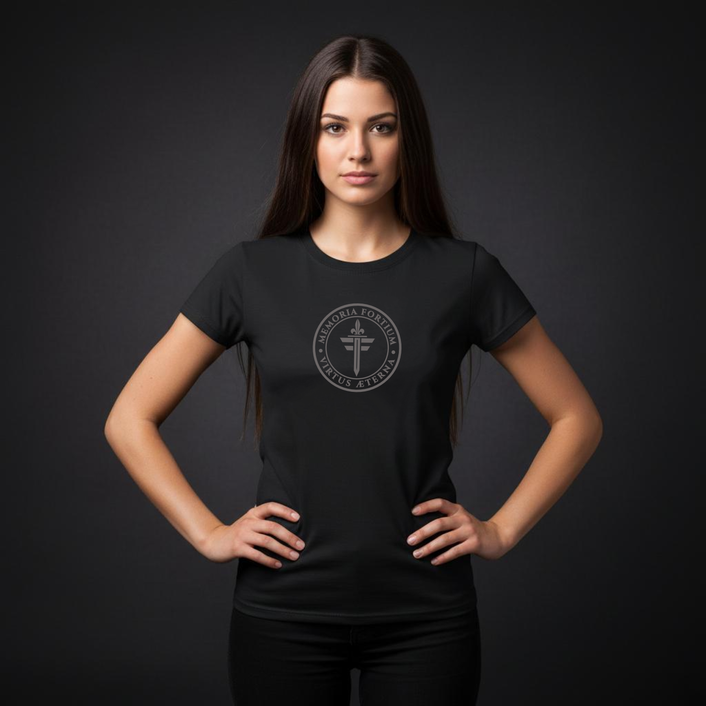FRONT™ Signature Seal Forged Iron I Black Essential Women's Tee