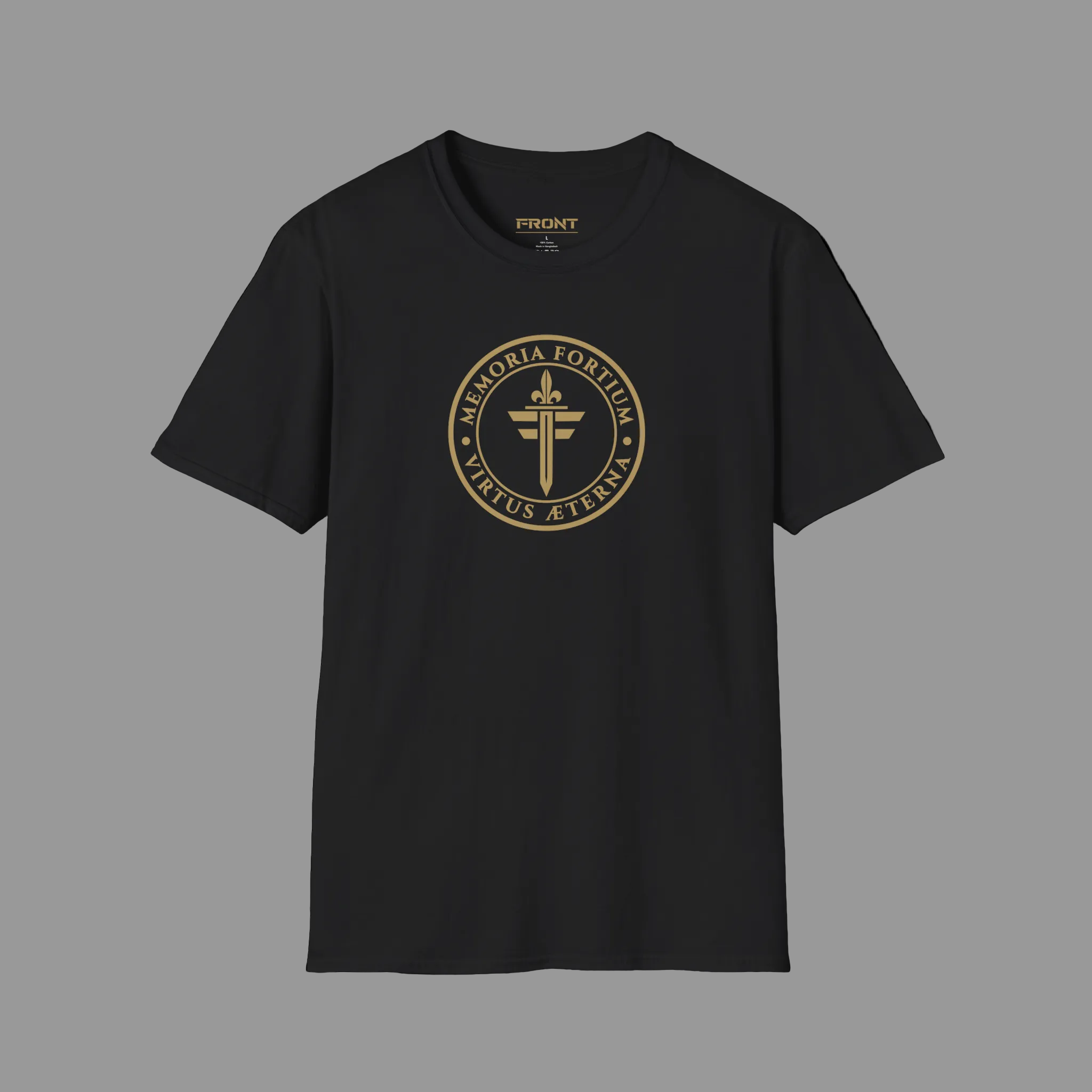 FRONT™ FORTIUM SIGILLUM Signature Gold Edition I Black Essential Tee