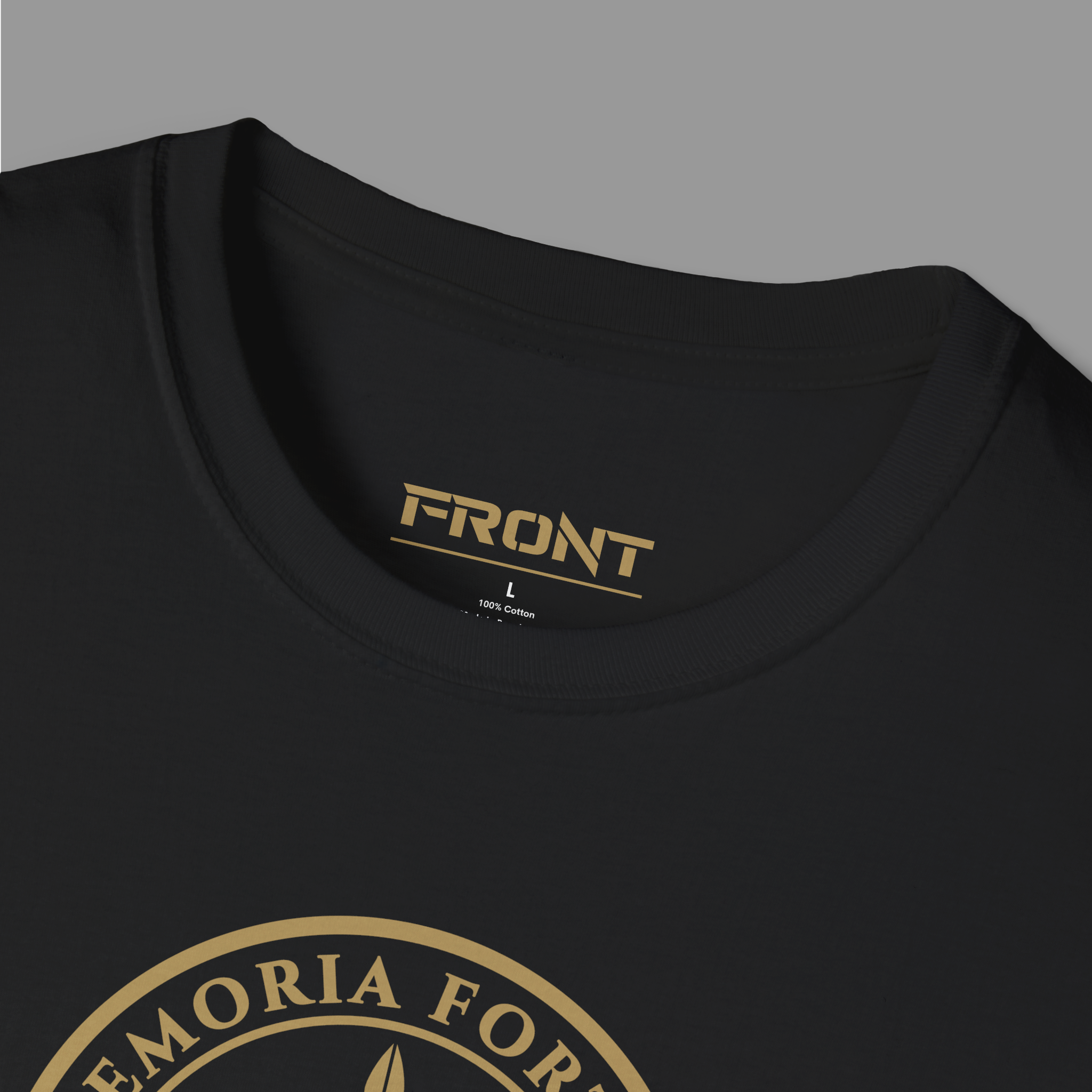 FRONT™ FORTIUM SIGILLUM Signature Gold Edition I Black Essential Tee