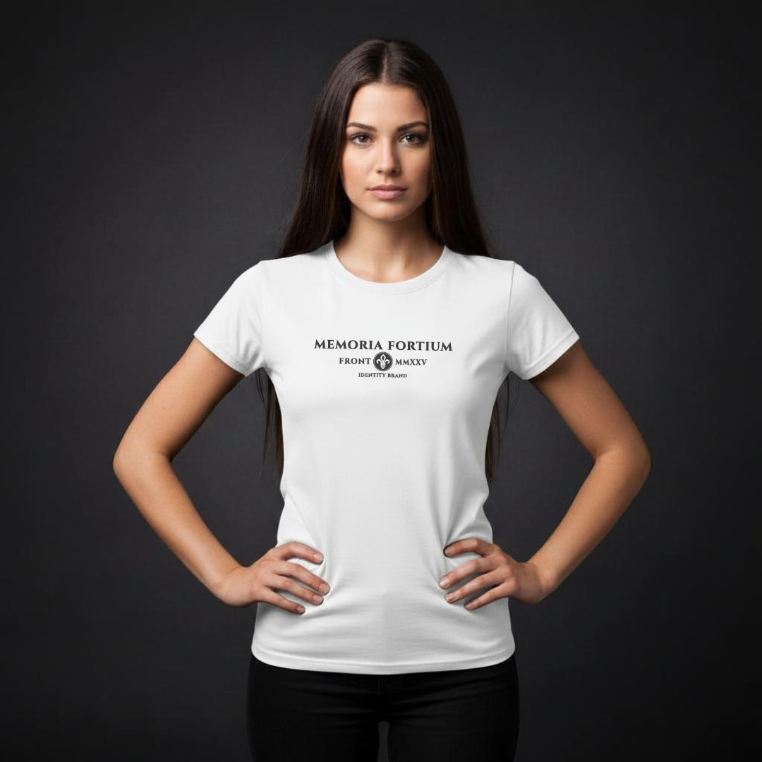 FRONT™ MF CORE Charcoal I White Essential Women's Tee