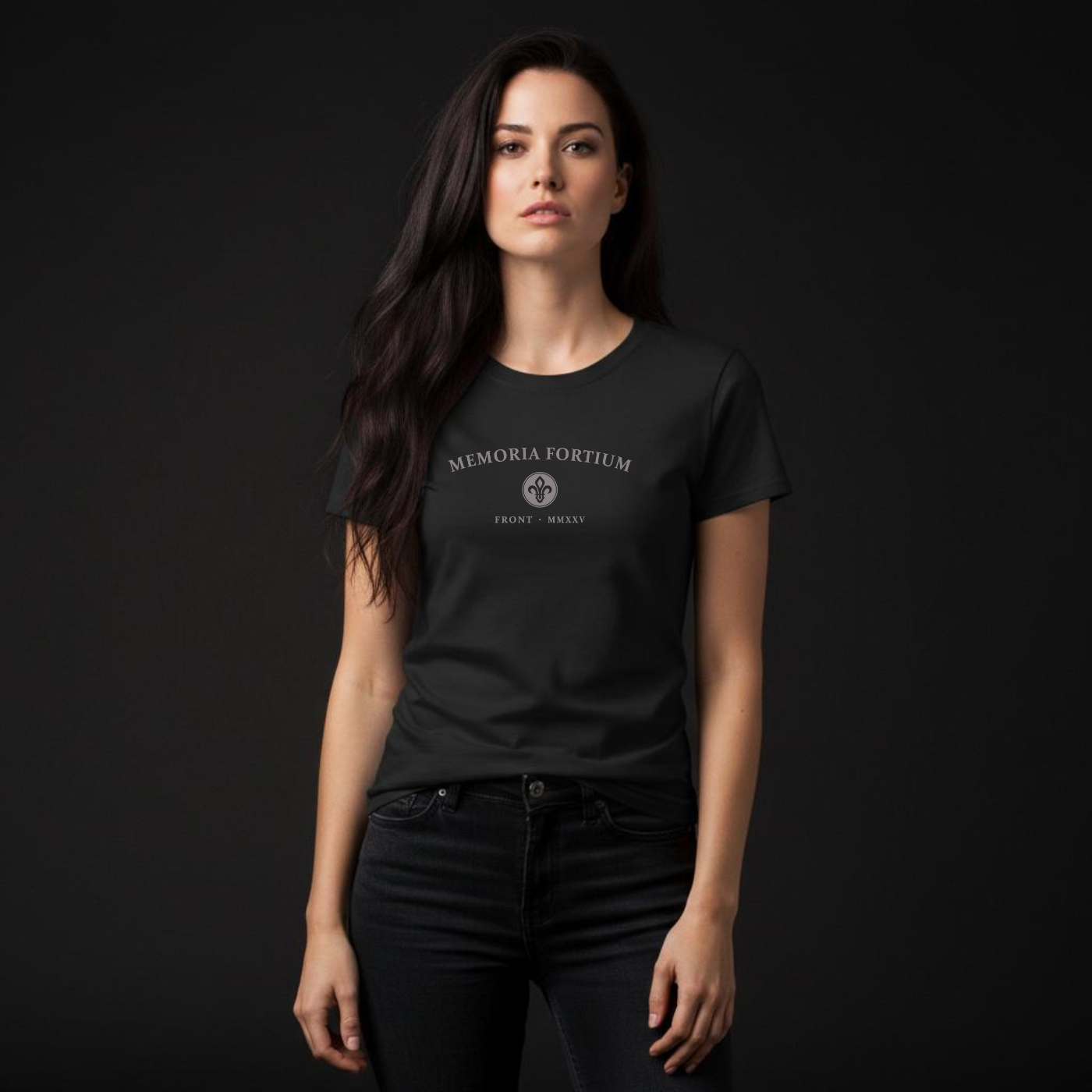 FRONT™ Memoria Fortium Forged Iron I Black Essential Women's Tee