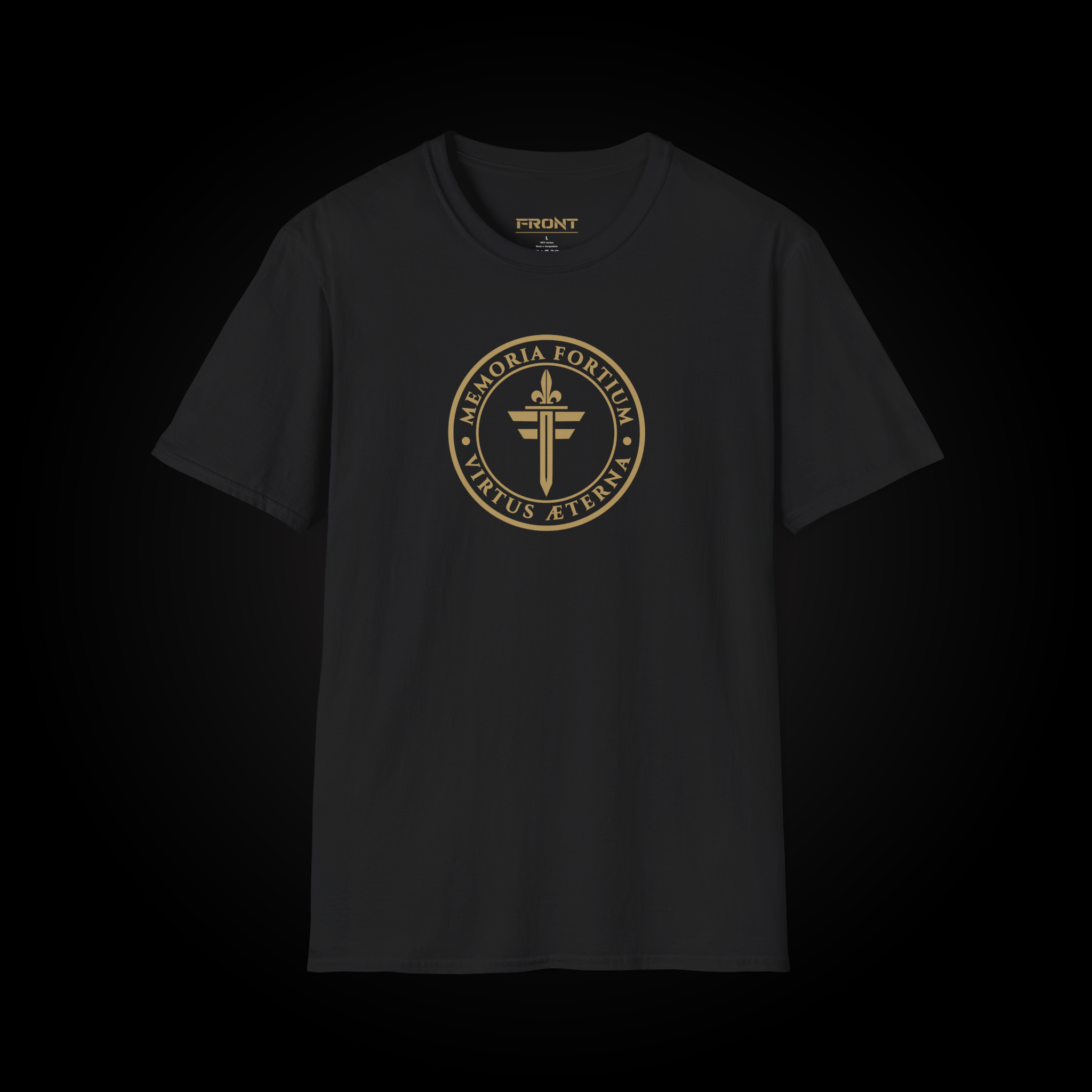 FRONT™ FORTIUM SIGILLUM Signature Gold Edition I Black Essential Tee