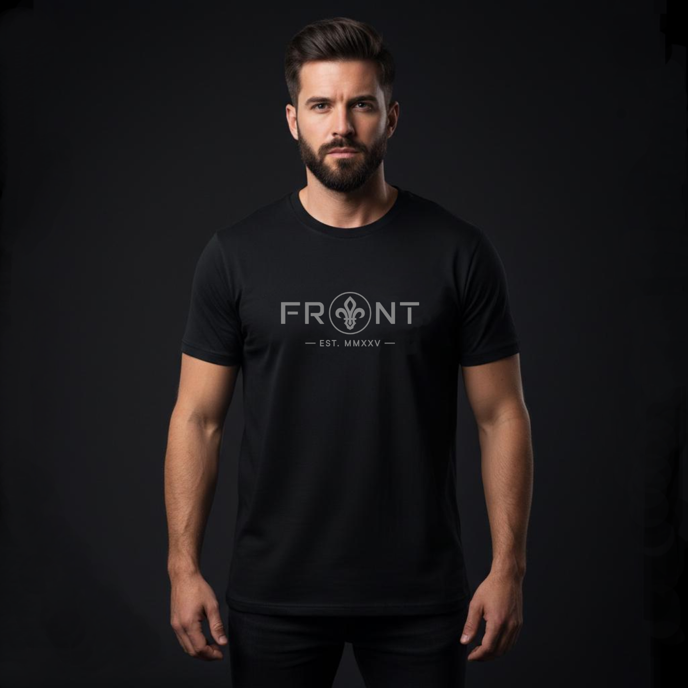 FRONT™ The Mark Iron Core I Black Essential Unisex Tee