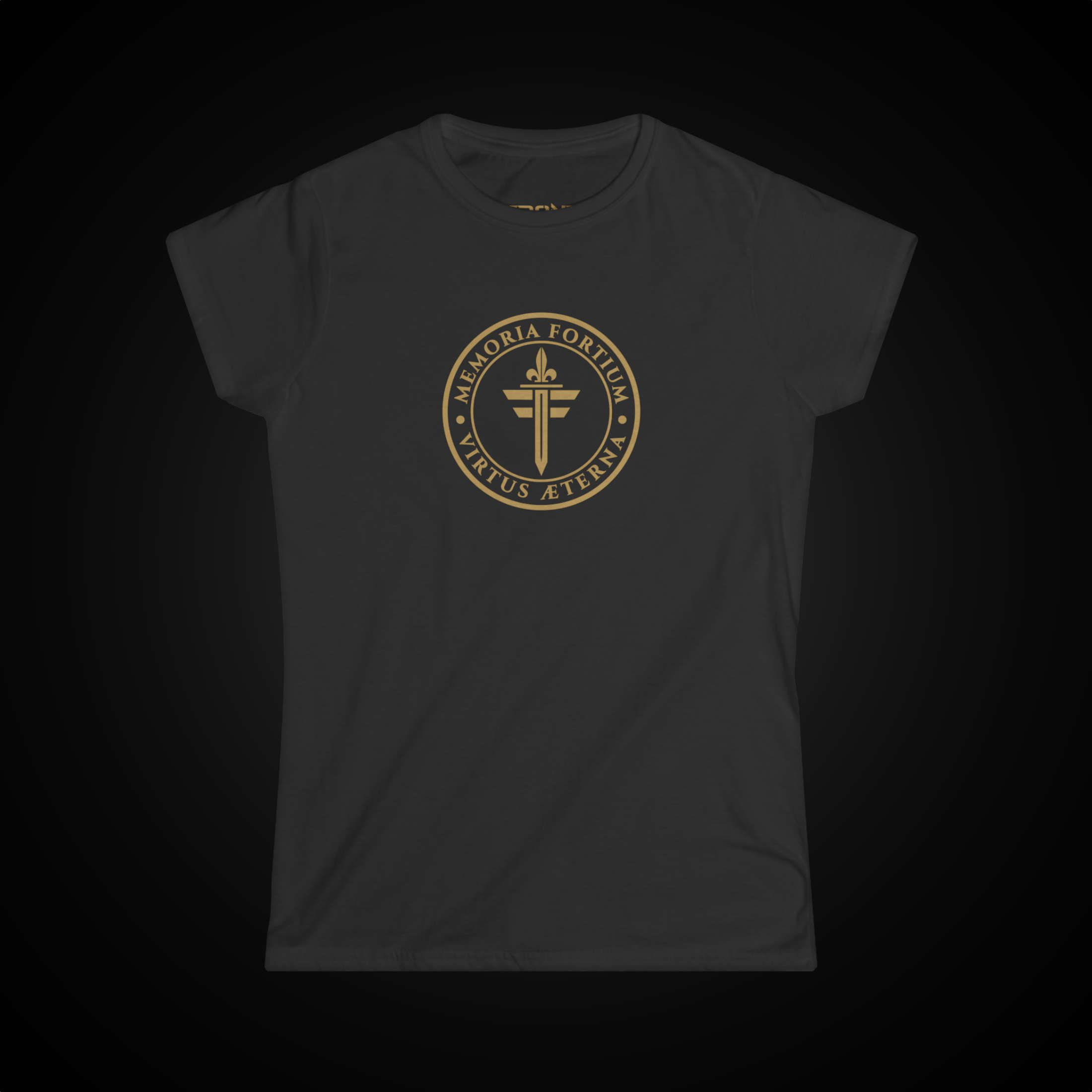 FRONT™ FORTIUM SIGILLUM Signature Gold Edition I Black Essential Women's Tee