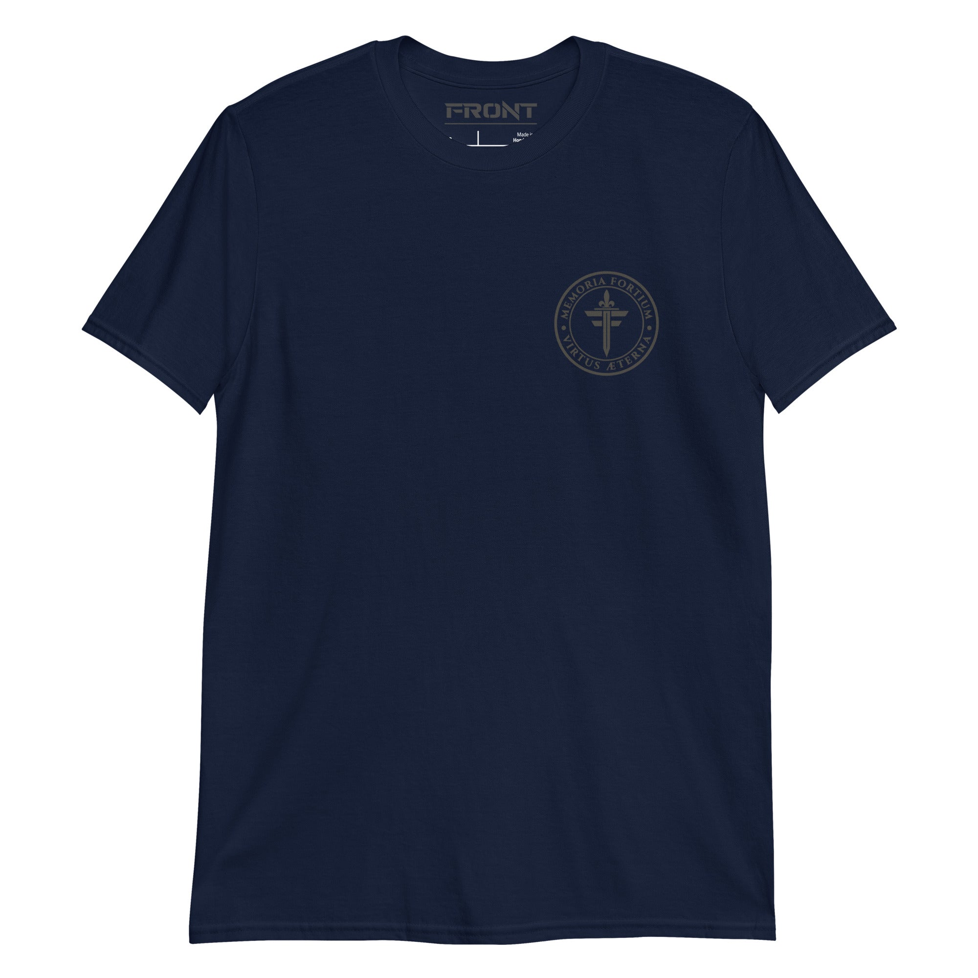 FRONT™ MFB Patch Maritime Brass I Navy Essential Unisex Tee