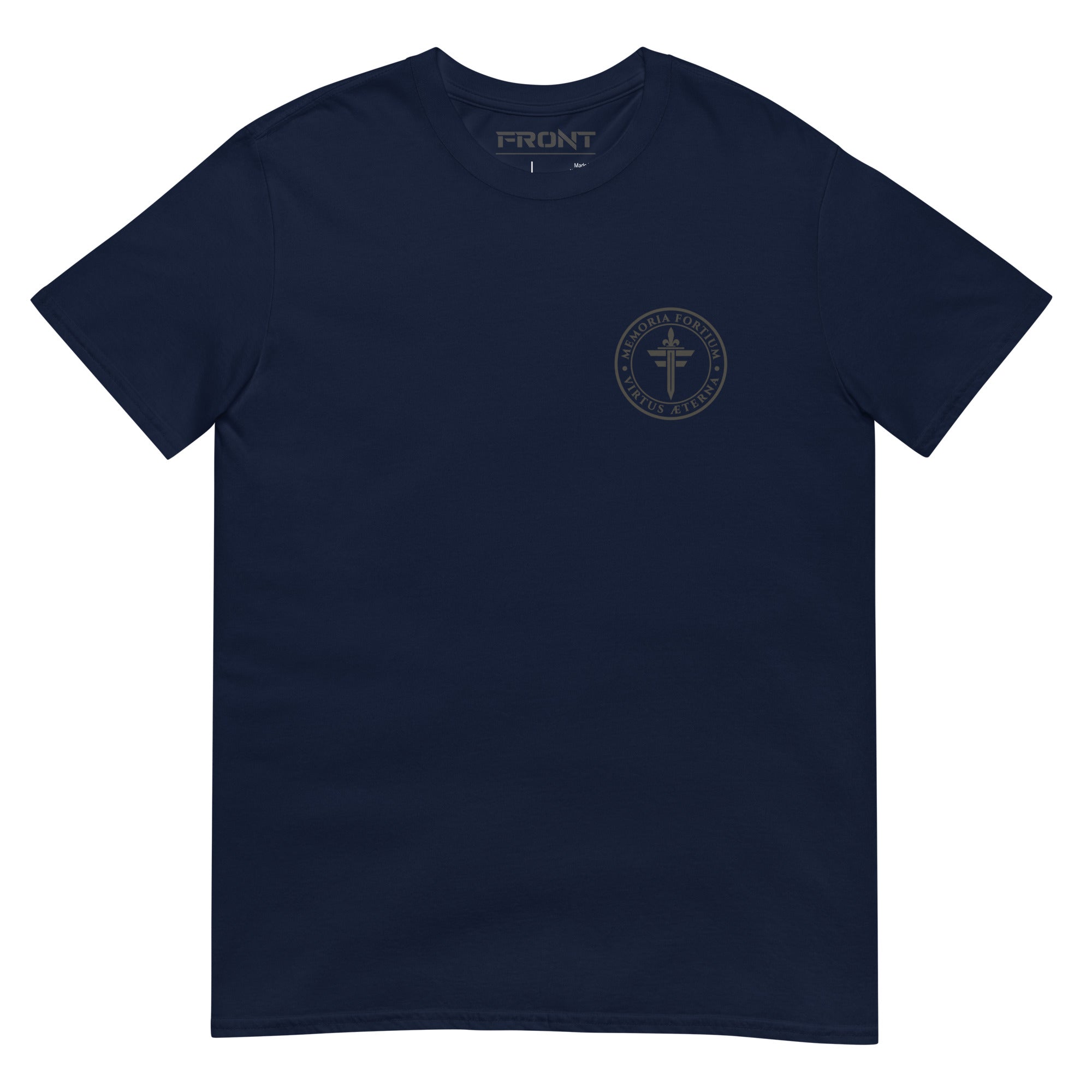 FRONT™ MFB Patch Maritime Brass I Navy Essential Unisex Tee