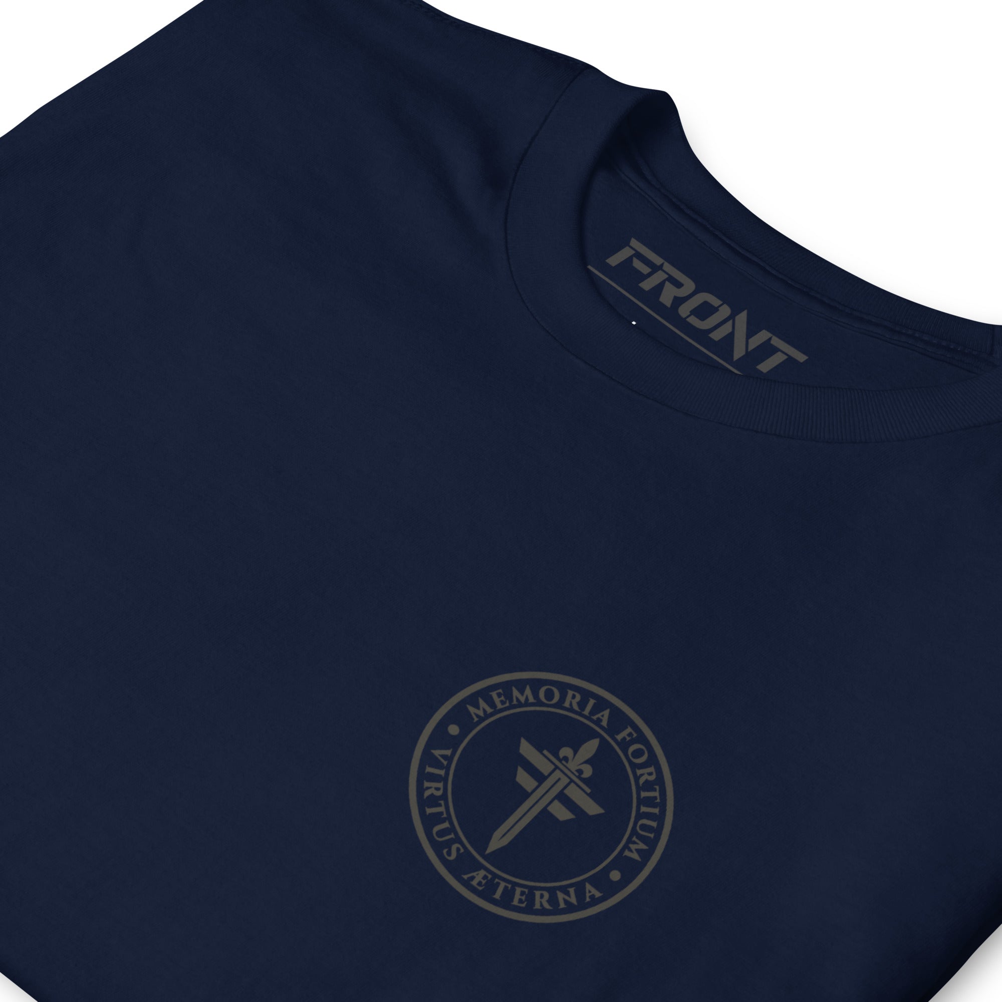 FRONT™ MFB Patch Maritime Brass I Navy Essential Unisex Tee