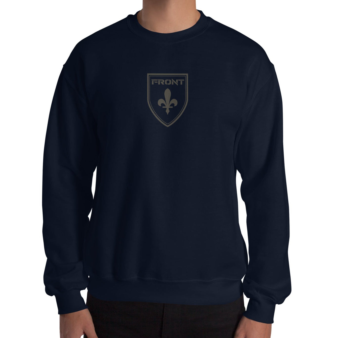 FRONT™ Shield Core Maritime Brass I Navy Heavy-weight Unisex Crewneck