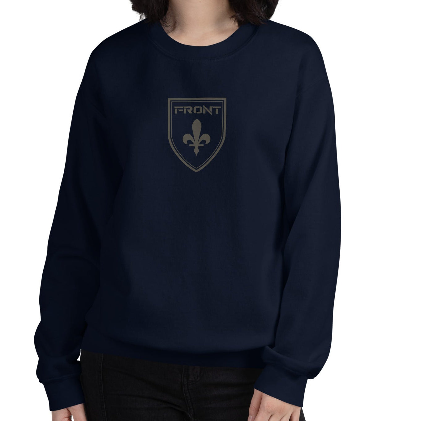 FRONT™ Shield Core Maritime Brass I Navy Heavy-weight Unisex Crewneck